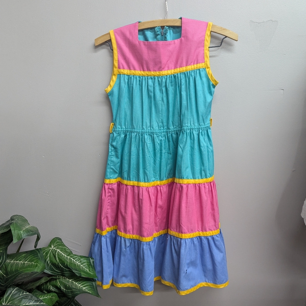 Unbranded Multicolor Block Tiered Dress